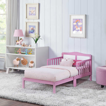 Birdie Toddler Bed Dark Pink White Pink Solid Wood