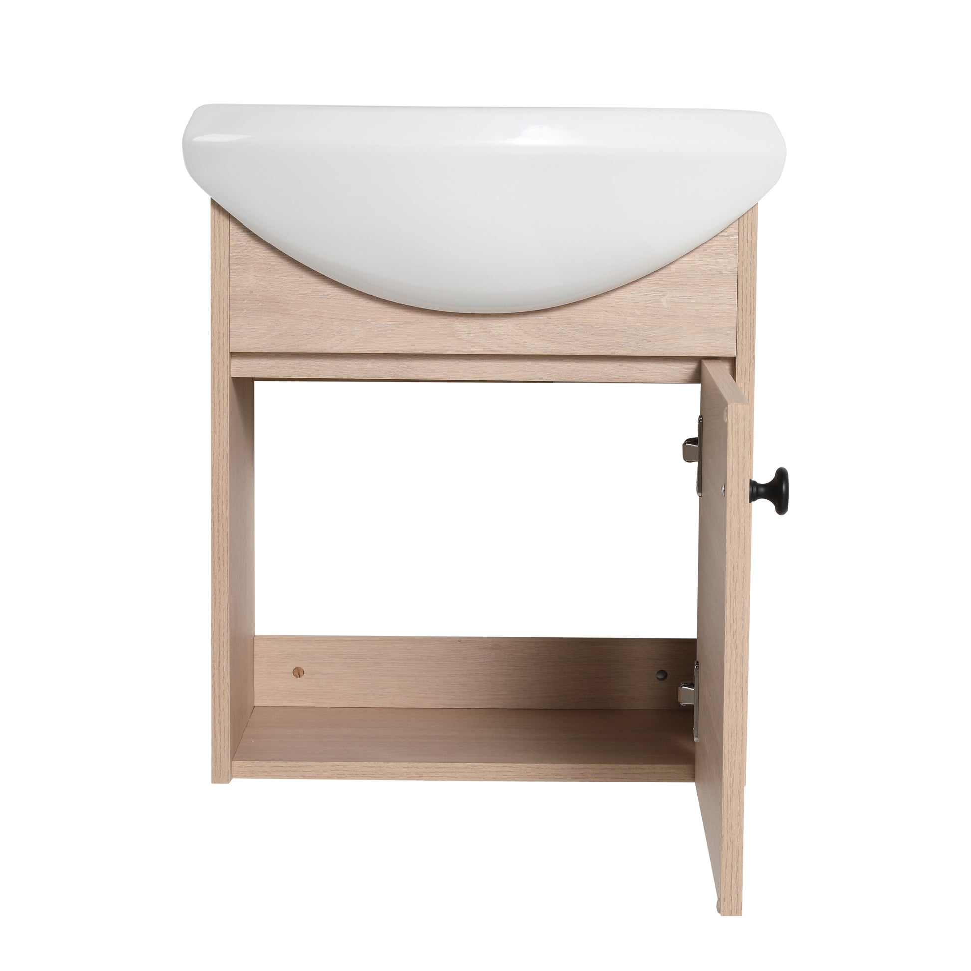 Small Size 18 Inch Bathroom Vanity With Ceramic plain light oak-1-plywood