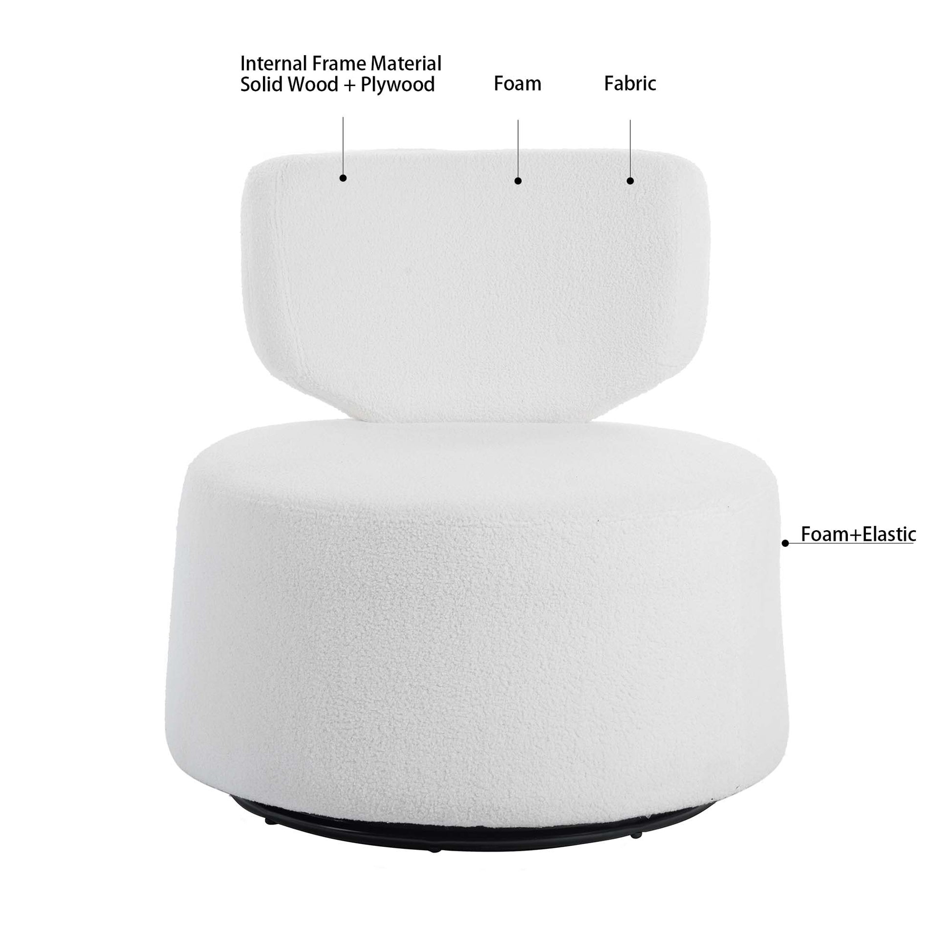 29.13" Wide Swivel Chair White Plush Plush