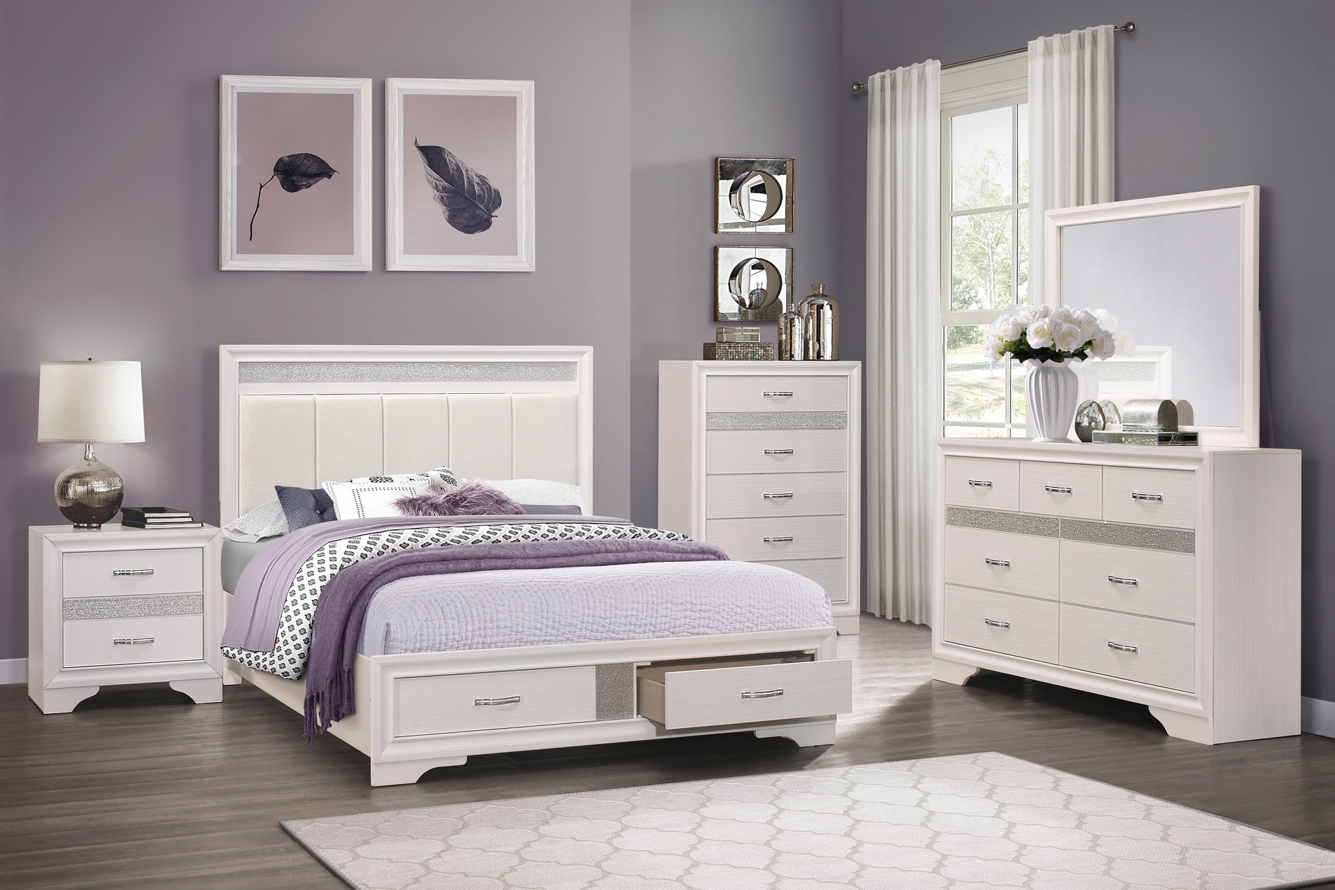Modern Glam Dresser Of 7 Drawers White And Silver Glitter Hidden Jewelry Drawers Ball Bearing Glides Modern Wooden Bedroom Furniture Silver White Modern Glam Dresser Of 7 Drawers White And Silver Glitter Hidden Jewelry Drawers Ball Bearing Glides Modern Wooden Bedroom Furniture Silver White