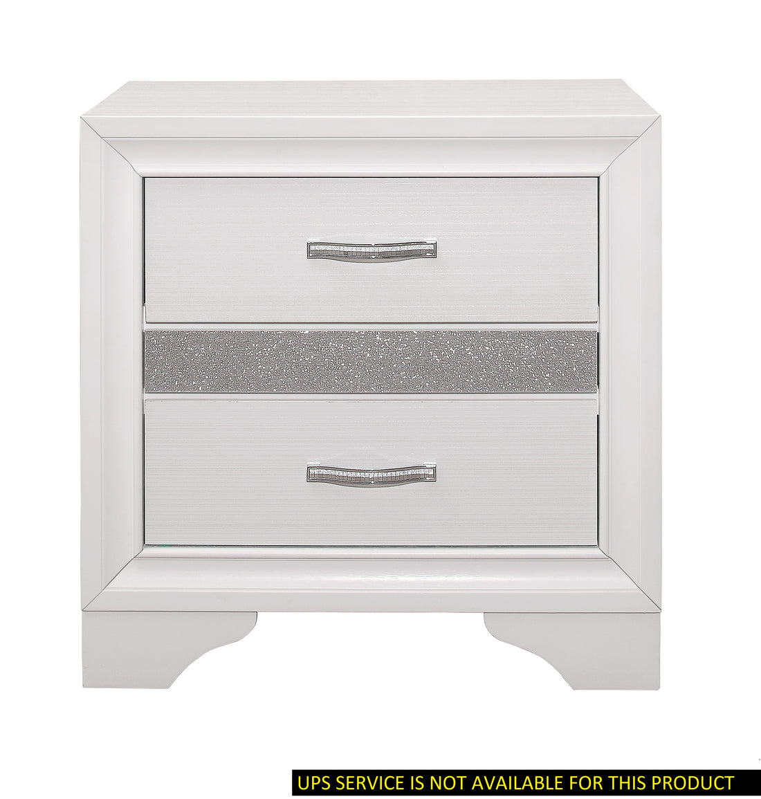 Glamorous Bedroom Furniture 1Pc Nightstand Of Drawers With Hidden Felt Lined Jewelry Drawer White Finish And Silver Glitter White 3 Drawers Bedroom Glam,Modern Wood