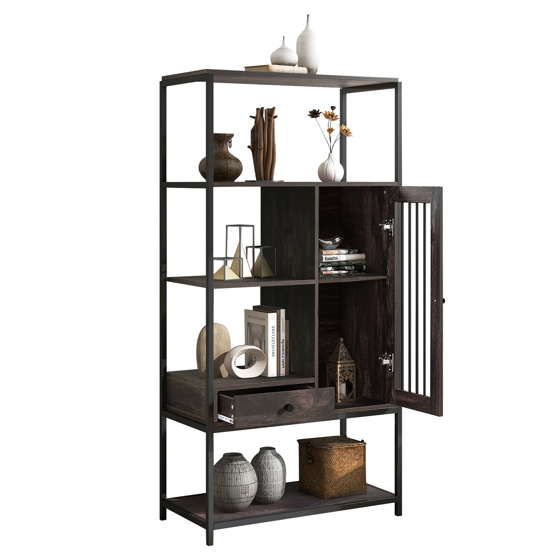 Home Office Bookcase and Bookshelf 5 Tier Display