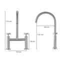 2 Handle Bridge Kitchen Faucet In Stainless Steel Brushed Nickel Stainless Steel