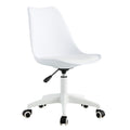 Modern Home Office Desk Chairs, Adjustable 360 Swivel Chair Engineering Plastic Armless Swivel Computer Chair With Wheels For Living Room, Bed Room Office Hotel Dining Room And White. White Plastic