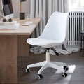 Modern Home Office Desk Chairs, Adjustable 360 Swivel Chair Engineering Plastic Armless Swivel Computer Chair With Wheels For Living Room, Bed Room Office Hotel Dining Room And White. White Plastic