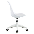 Modern Home Office Desk Chairs, Adjustable 360 Swivel Chair Engineering Plastic Armless Swivel Computer Chair With Wheels For Living Room, Bed Room Office Hotel Dining Room And White. White Plastic