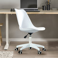 Modern Home Office Desk Chairs, Adjustable 360 Swivel Chair Engineering Plastic Armless Swivel Computer Chair With Wheels For Living Room, Bed Room Office Hotel Dining Room And White. White Plastic