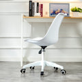 Modern Home Office Desk Chairs, Adjustable 360 Swivel Chair Engineering Plastic Armless Swivel Computer Chair With Wheels For Living Room, Bed Room Office Hotel Dining Room And White. White Plastic