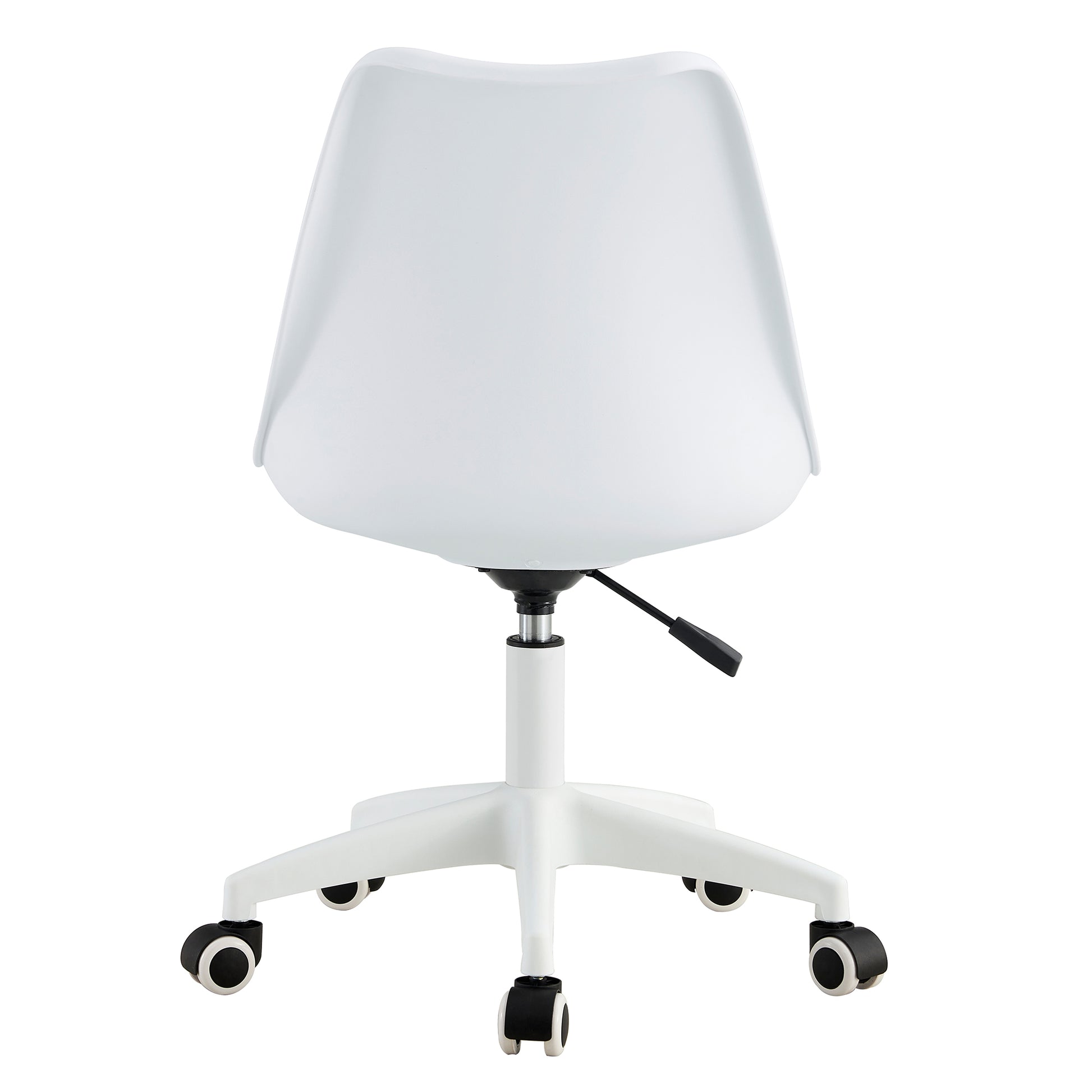 Modern Home Office Desk Chairs, Adjustable 360 Swivel Chair Engineering Plastic Armless Swivel Computer Chair With Wheels For Living Room, Bed Room Office Hotel Dining Room And White. White Plastic