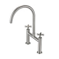 2 Handle Bridge Kitchen Faucet In Stainless Steel Brushed Nickel Stainless Steel