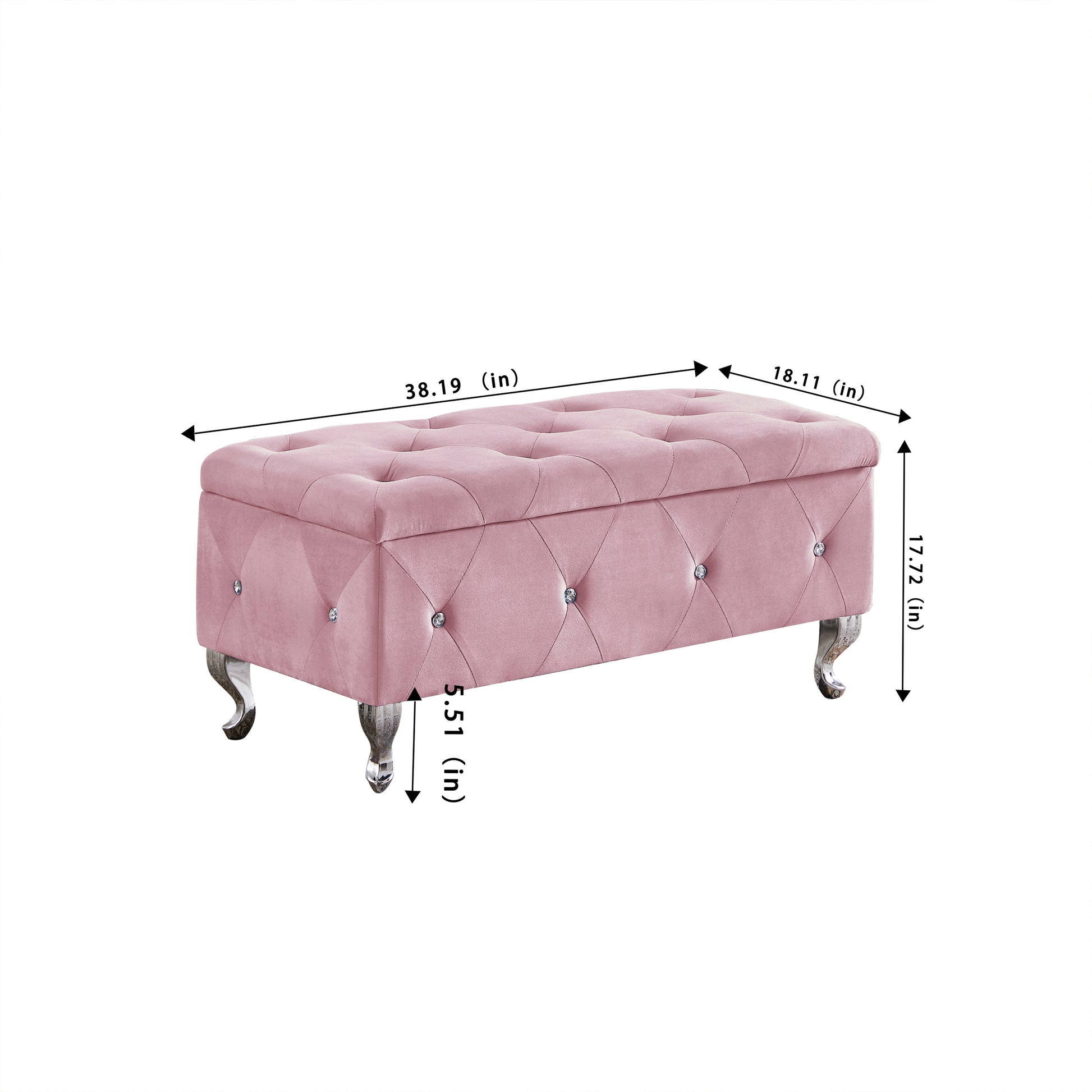 Storage Bench, Flip Top Entryway Bench Seat With Safety Hinge, Storage Chest With Padded Seat, Bed End Stool For Hallway Living Room Bedroom, Supports 250 Lb, Pink Velet Pink Velvet