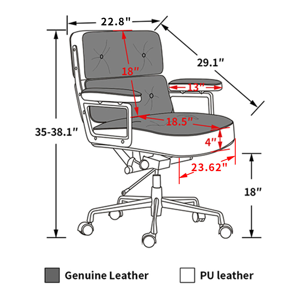 Lobby Office Chair Home And Office Black Genuine Leather