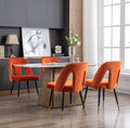 Akoya Collection Modern Contemporary Velvet Upholstered Dining Chair With Nailheads And Gold Tipped Black Metal Legs, Orange Set Of 2 Orange Foam Velvet