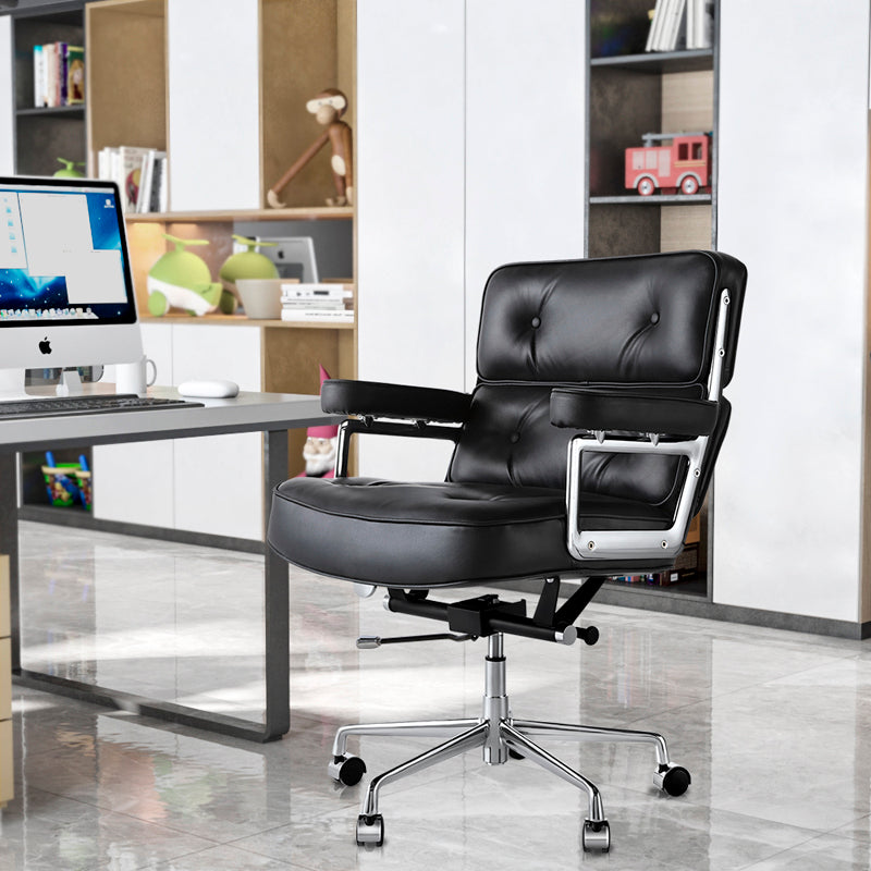 Lobby Office Chair Home And Office Black Genuine Leather