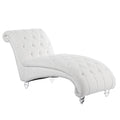 Tufted Armless Chaise Lounge White Fabric