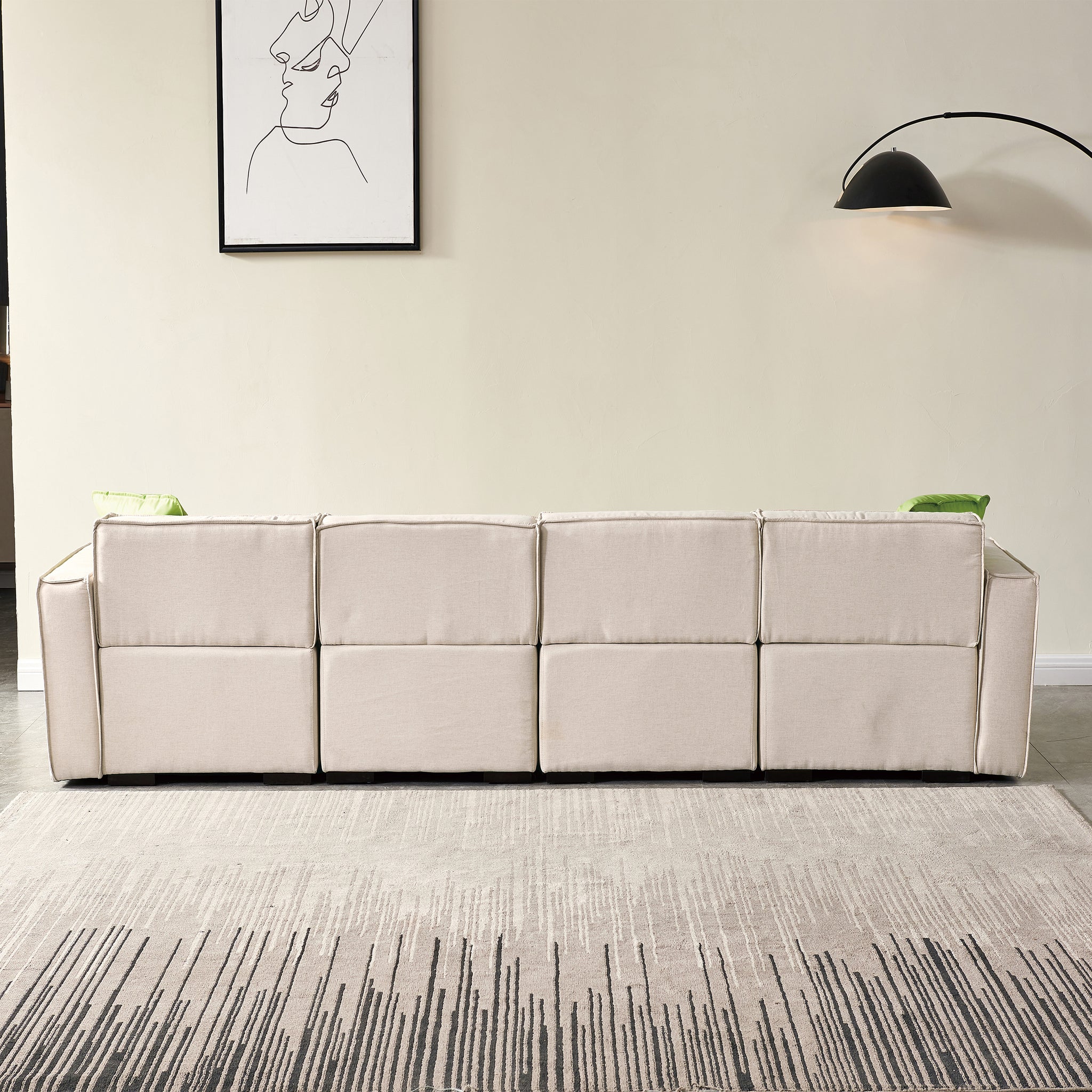 Modular U Shape Sectional Fabric Sofa Beige beige-foam-fabric