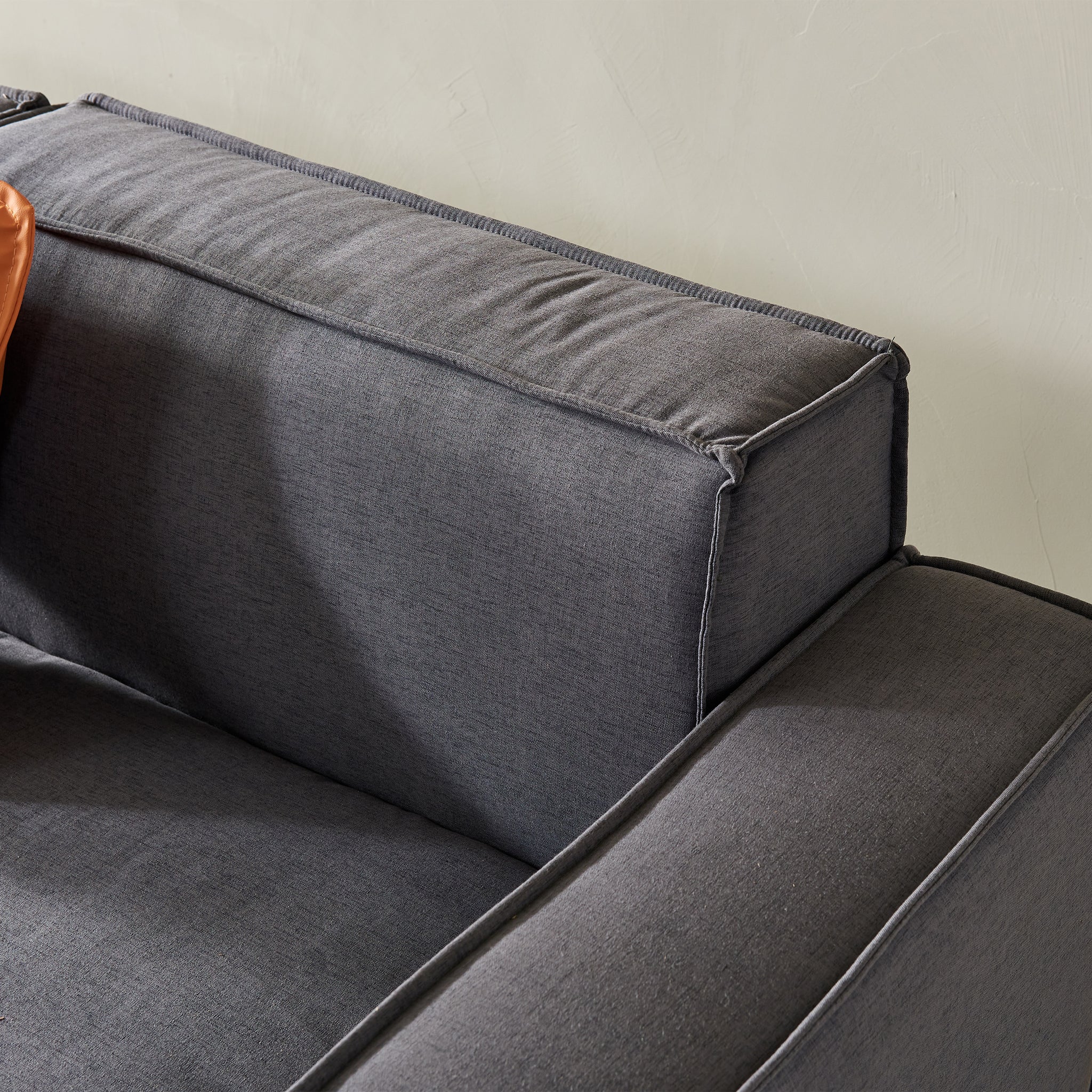 video Modular Sofa L Shape with Convertible Ottoman dark grey-foam-fabric