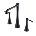 Widespread 2 Handles Bathroom Faucet With Drain Assembly, Matte Black Matte Black Brass