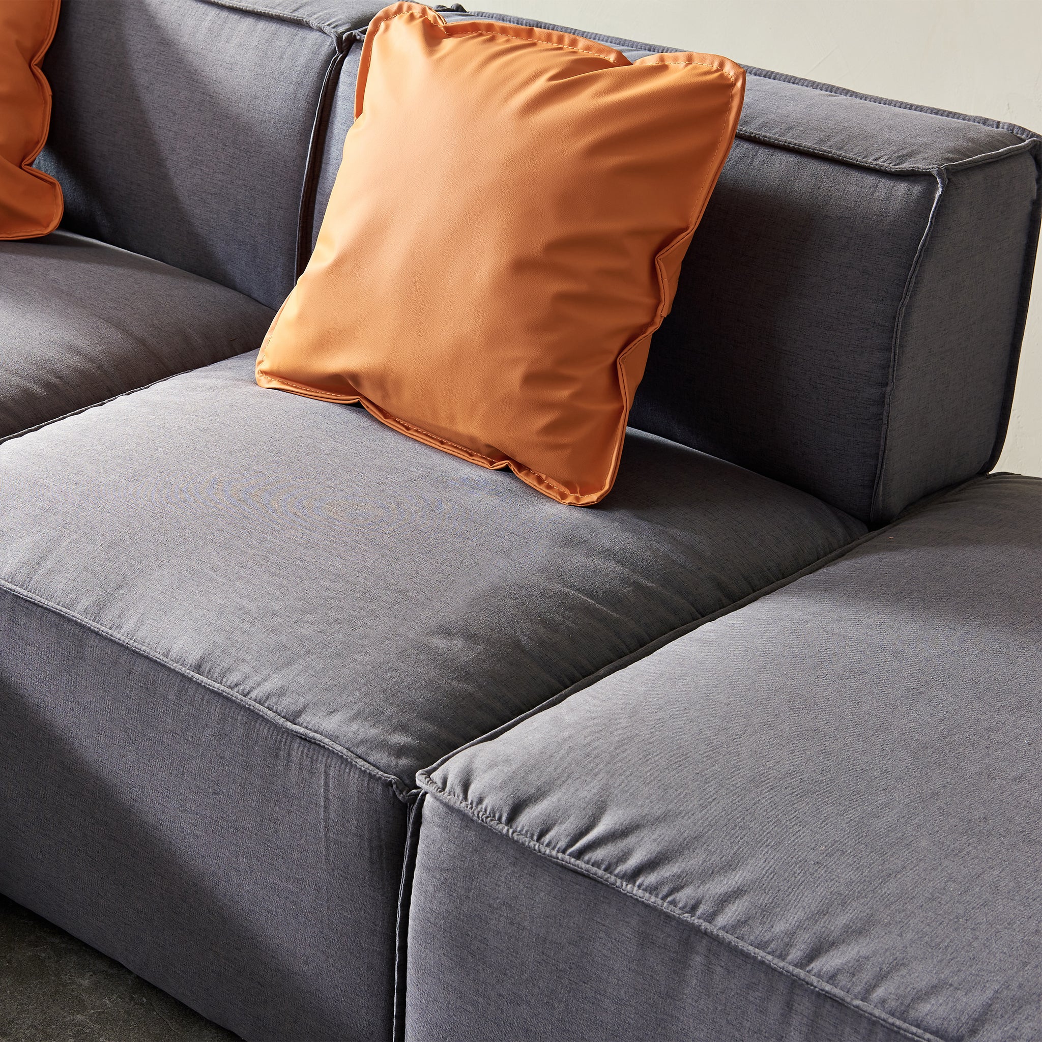 Modular Sectional Fabric Sofa Grey dark grey-foam-fabric