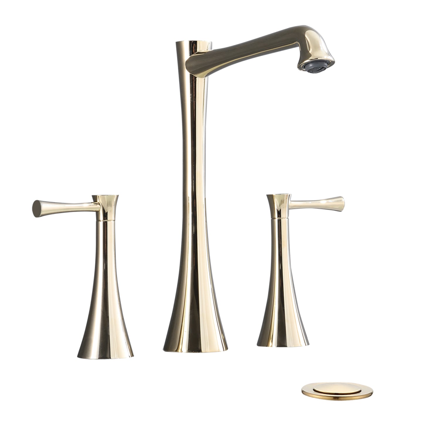 Widespread 2 Handles Bathroom Faucet With Drain Assembly, Gold Gold Brass