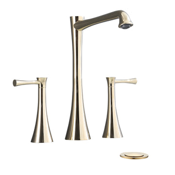 Widespread 2 Handles Bathroom Faucet With Drain Assembly, Gold Gold Brass