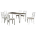 Retro Style 7 Piece Dining Table Set With Extendable Table And 6 Upholstered Chairs Brown White Brown White Solid Wood