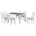 Retro Style 7 Piece Dining Table Set With Extendable Table And 6 Upholstered Chairs Brown White Brown White Solid Wood