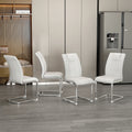 Modern Dining Chairs With Faux Leather Padded Seat Dining Living Room Chairs Upholstered Chair With Metal Legs Design For Kitchen, Living, Bedroom, Dining Room Side Chairs Set Of 8 White Pu C 001 White Foam Pu