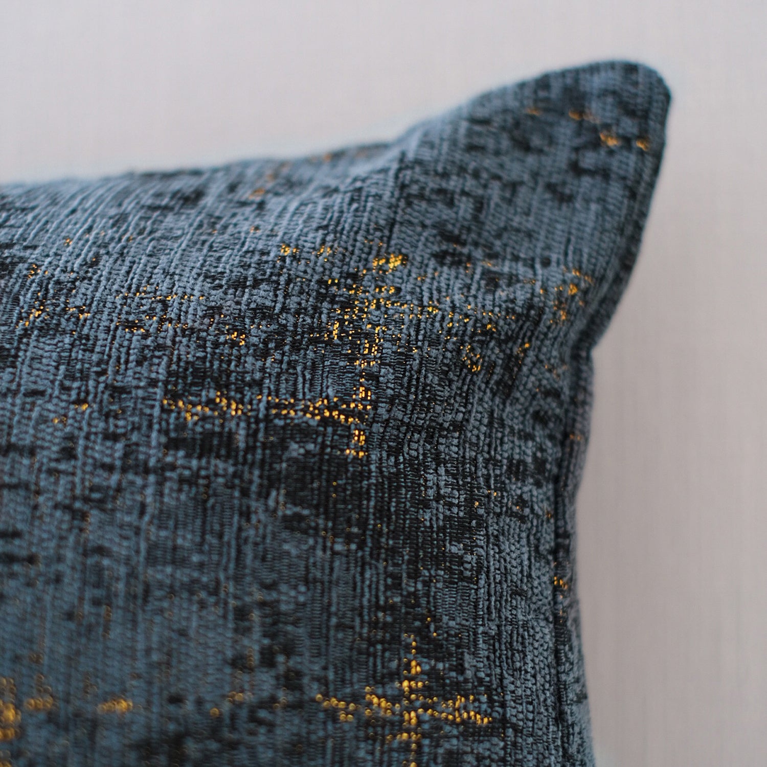 Decorative Denim Blue and Gold Chenille Throw