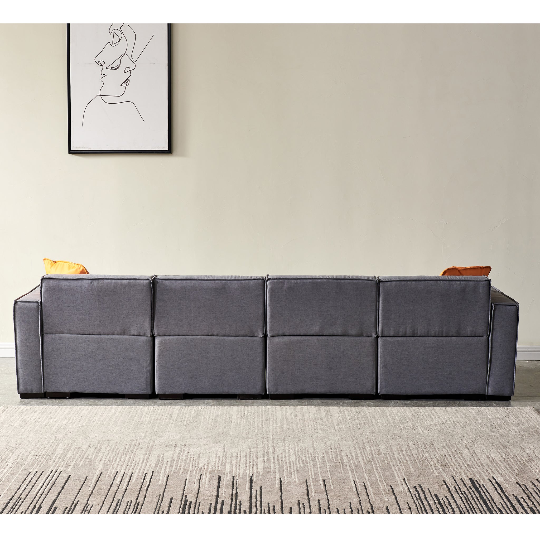 Modular U Shape Sectional Fabric Sofa Grey dark grey-foam-fabric