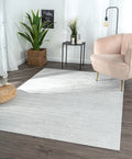 Milano Collection Pale Celadon Woven Area Rug White Polyester