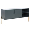 Combo Mid Century Sideboard Buffet Table Or Tv Stand With Storage For Living Room Kitchen Green Wood Stainless Steel