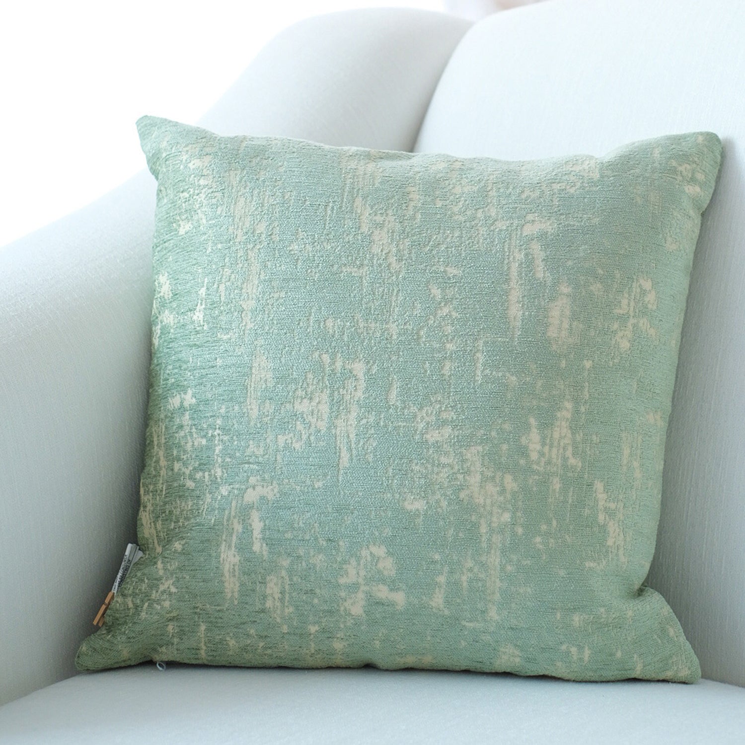 Decorative Mint and Beige Chenille Throw Pillow