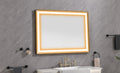 48*36 Led Lighted Bathroom Wall Mounted Mirror With High Lumen Anti Fog Separately Control Matte Black Aluminium