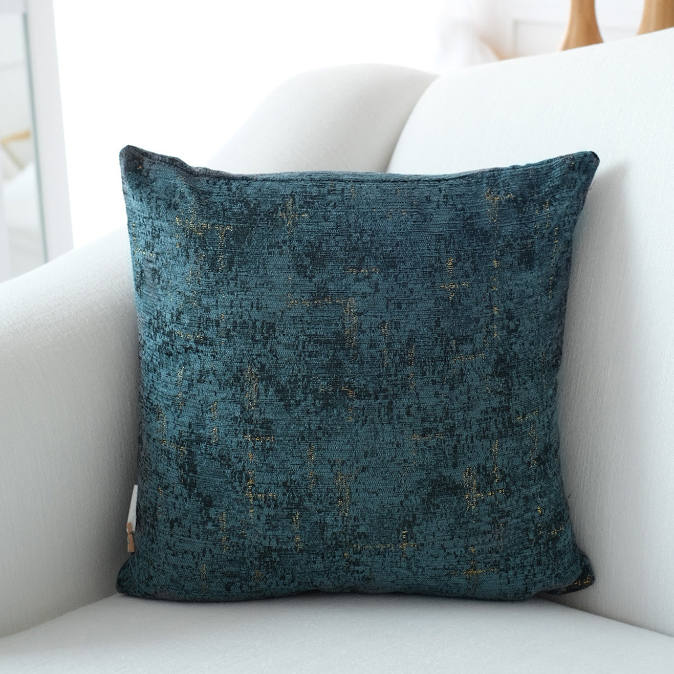 Decorative Denim Blue and Gold Chenille Throw