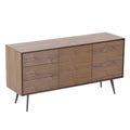 Modern Sideboardbuffet Cabinet, Storage Cabinet, Tv Stand Anti Topple Design, And Large Countertop Walnut Wood Stainless Steel