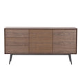 Modern Sideboardbuffet Cabinet, Storage Cabinet, Tv Stand Anti Topple Design, And Large Countertop Walnut Wood Stainless Steel