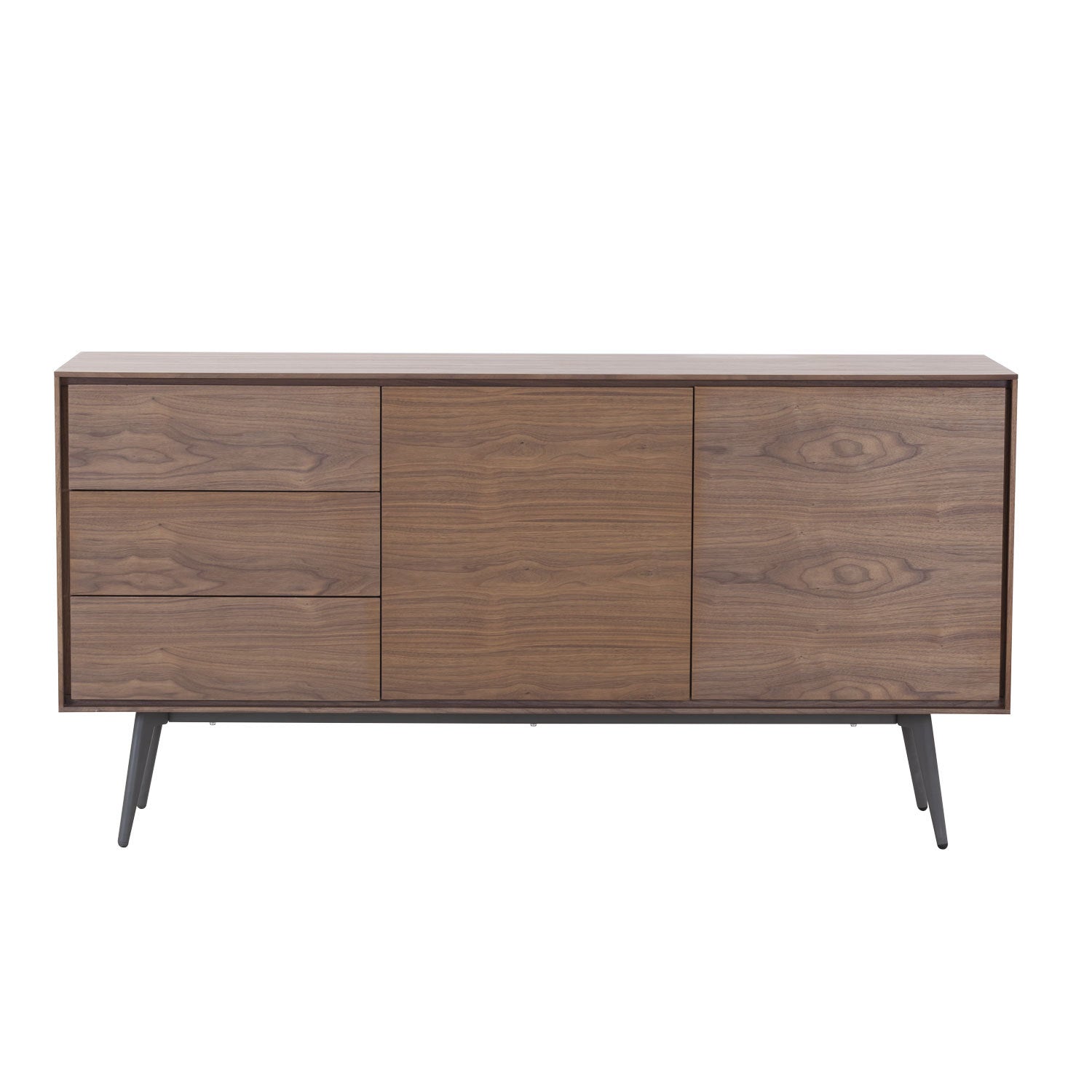 Modern Sideboardbuffet Cabinet, Storage Cabinet, Tv Stand Anti Topple Design, And Large Countertop Walnut Wood Stainless Steel