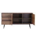 Modern Sideboardbuffet Cabinet, Storage Cabinet, Tv Stand Anti Topple Design, And Large Countertop Walnut Wood Stainless Steel