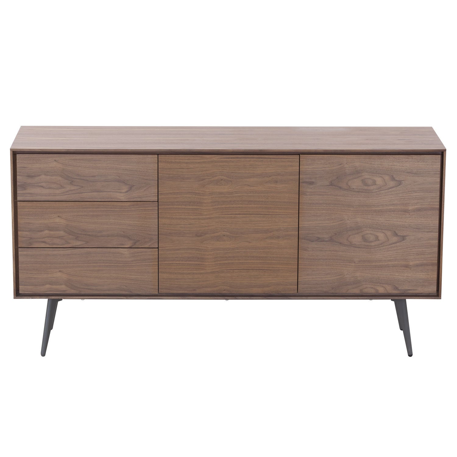 Modern Sideboardbuffet Cabinet, Storage Cabinet, Tv Stand Anti Topple Design, And Large Countertop Walnut Wood Stainless Steel