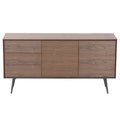 Modern Sideboardbuffet Cabinet, Storage Cabinet, Tv Stand Anti Topple Design, And Large Countertop Walnut Wood Stainless Steel