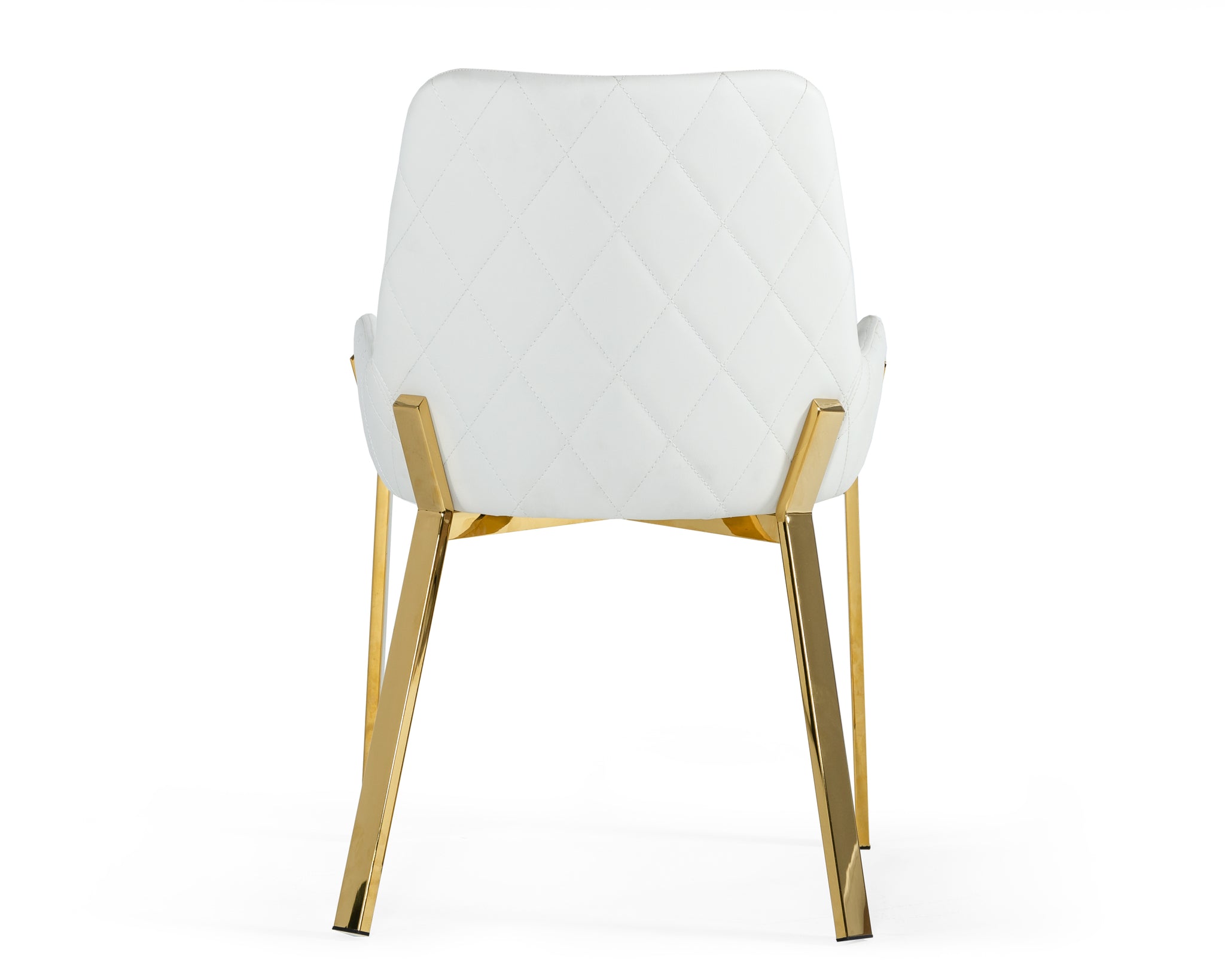 Modrest Ganon Modern White & Gold Dining Chair white-bonded leather