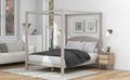 Queen Size Canopy Platform Bed With Headboard And Support Legs,Grey Wash Grey Pine