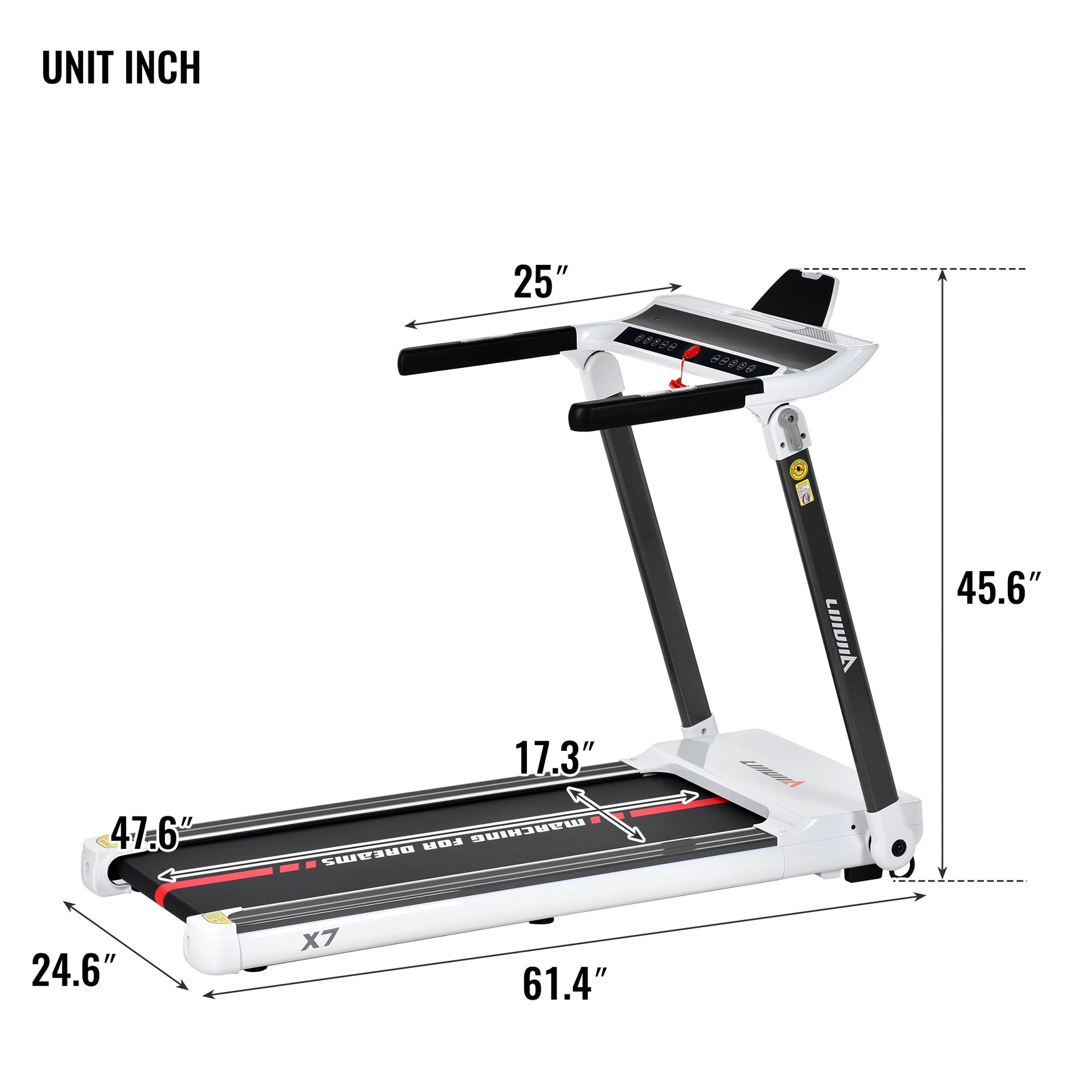 Portable Compact Treadmill Electric Motorized 3.5Hp 14Km H Medium Running Machine Motorised Gym 330Lbs Foldable For Home Gym Fitness Workout Jogging Walking Bluetooth Speaker App Fitime White Metal