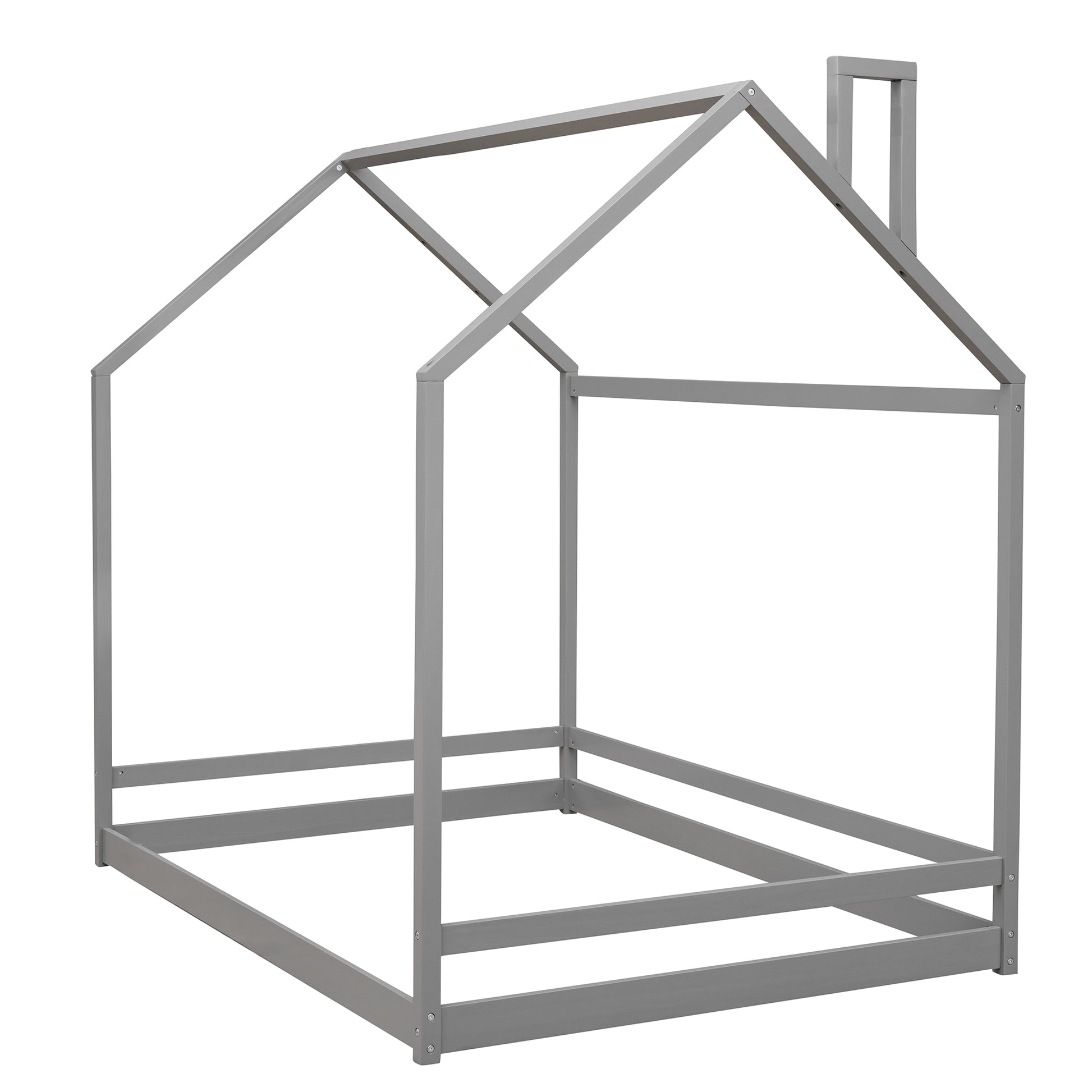 Full Size House Bed Wood Bed, Gray Old Sku:Wf281436Aae Gray Solid Wood