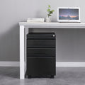 3 Drawer File Cabinet with Lock, Steel Mobile Filing black-metal