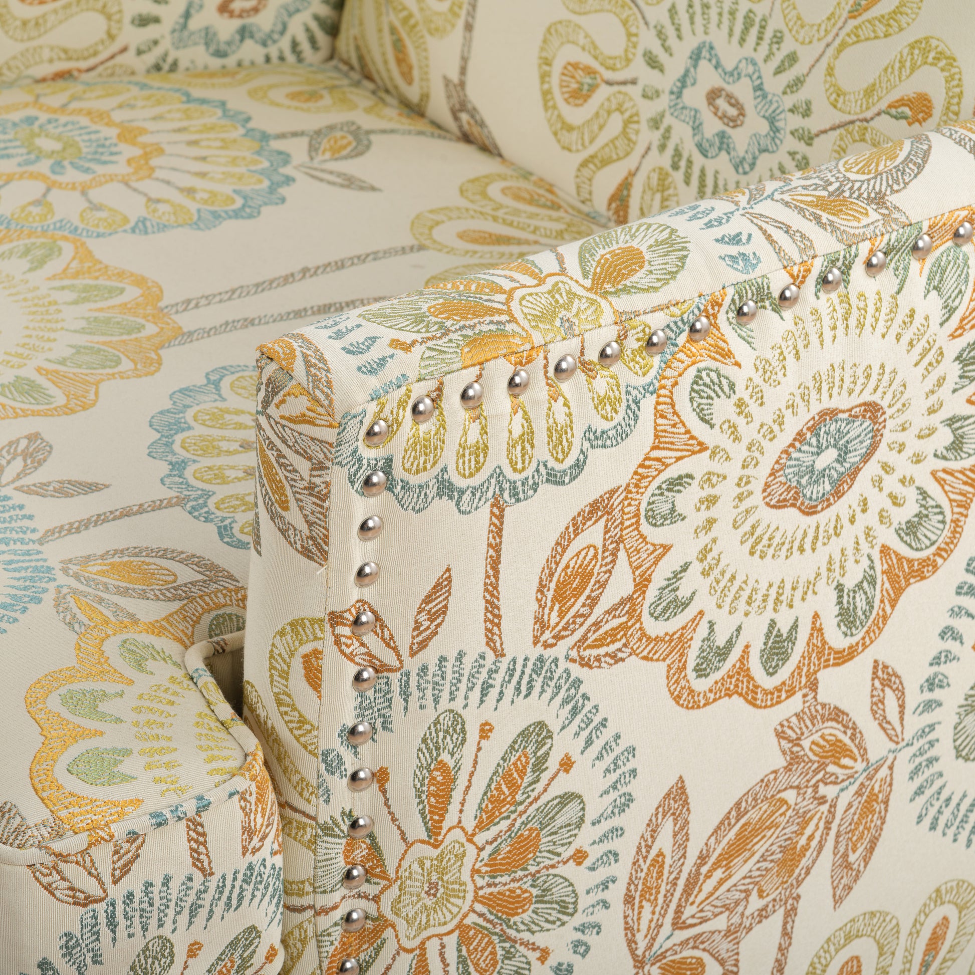 Accent Chairs For Living Room Beige Yellow Fabric