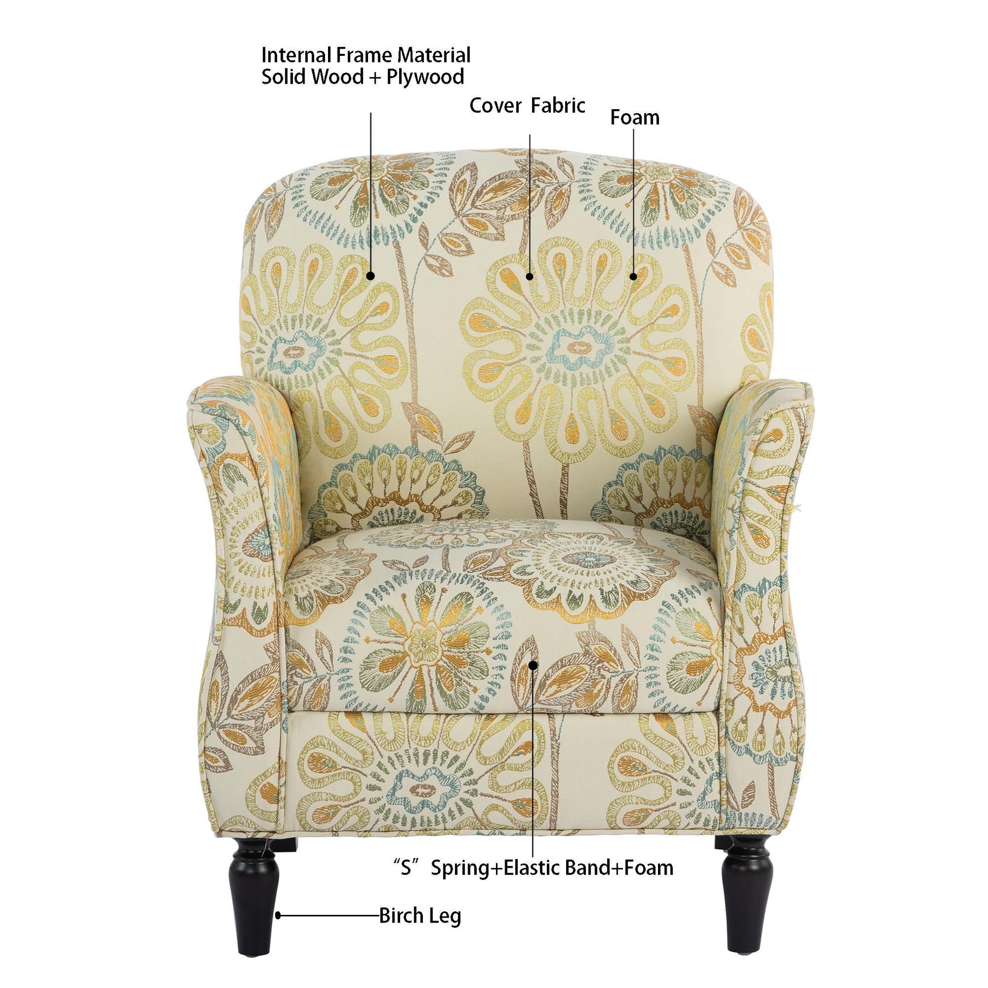 Accent Chairs For Living Room Beige Yellow Fabric