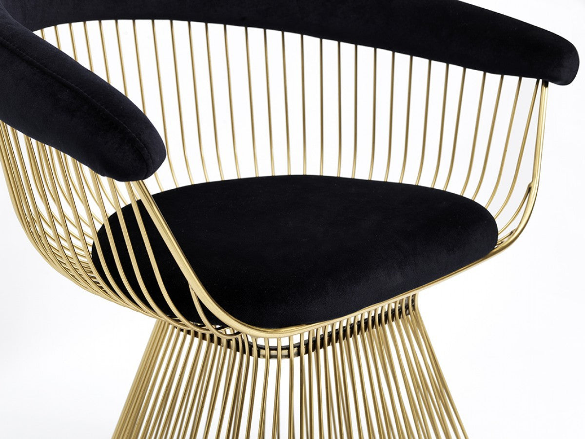 Chandler Black Velvet & Gold Dining Chair