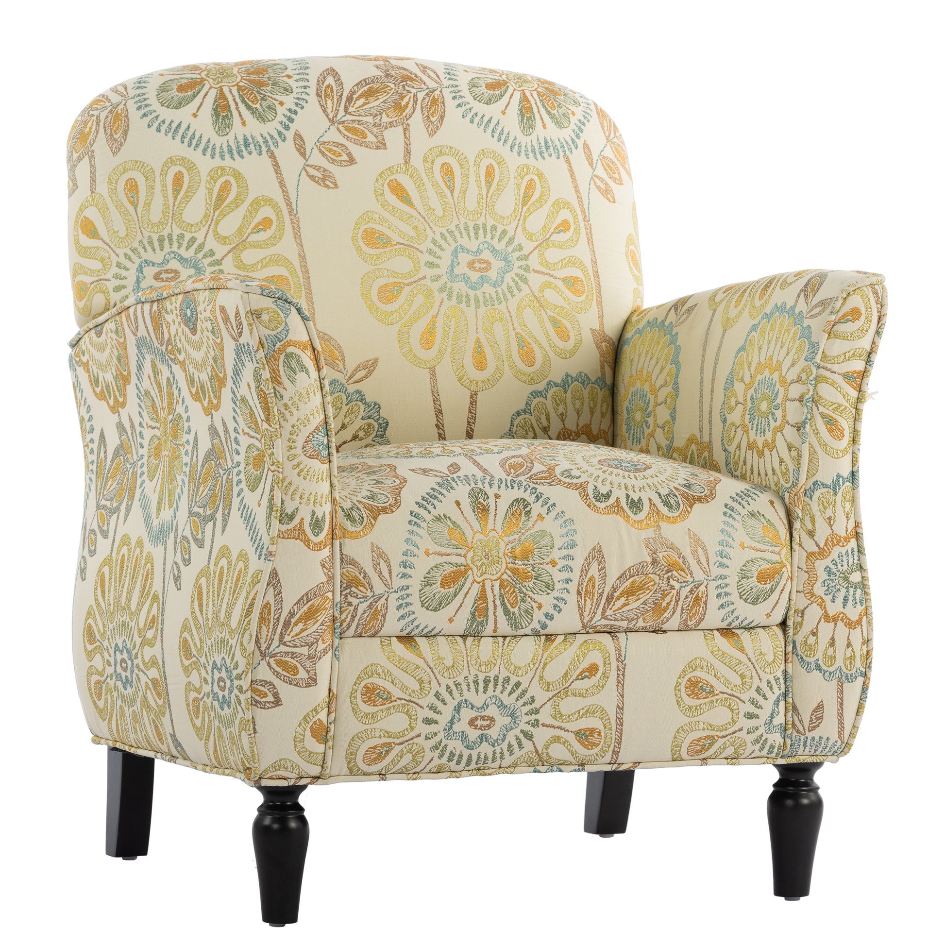 Accent Chairs For Living Room Beige Yellow Fabric